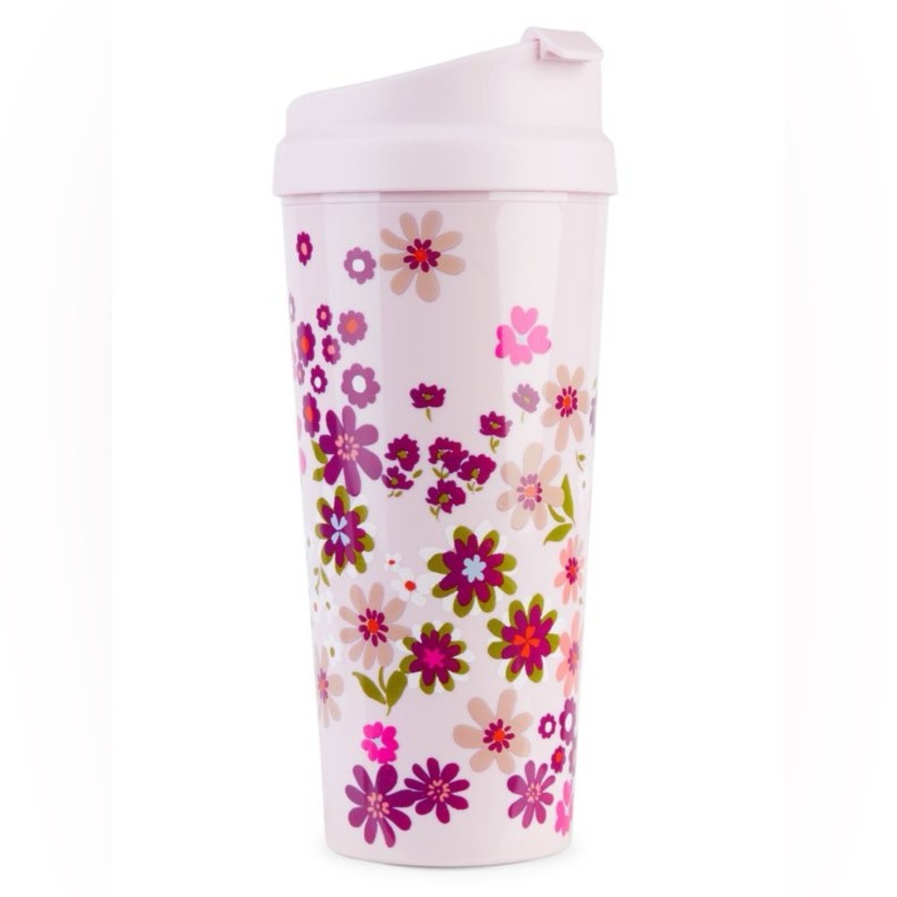 Kate Spade New York Pacific Petals 16oz Travel Tumbler Drinkware EUC